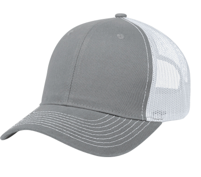 Cotton Twill Mesh Back Cap in Gray With White